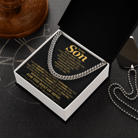 Load image into Gallery viewer, To My Son Cuban Link Chain with Message, You Are Braver Than You Believe, Stronger Than You  Seem
