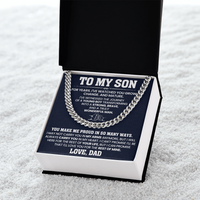 Load image into Gallery viewer, To My Son Cuban Link Chain Stainless Steel with Message, Birthday Necklace for Son from Mom and Dad
