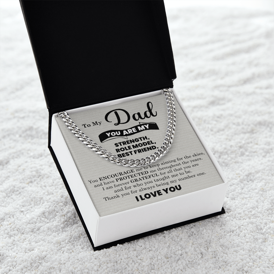 To My Dad Cuban Link Chain Necklace – Father’s Day, Birthday & Stepdad Gift from Son or Daughter