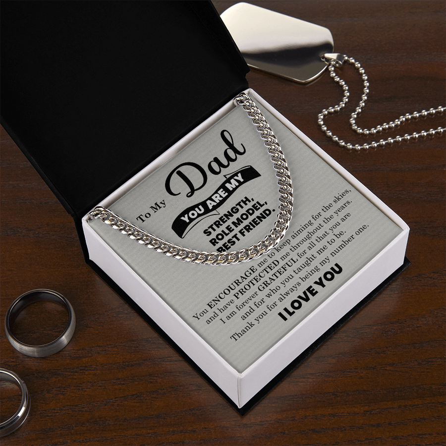To My Dad Cuban Link Chain Necklace – Father’s Day, Birthday & Stepdad Gift from Son or Daughter