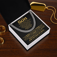 Load image into Gallery viewer, To My Son Cuban Link Chain with Message, You Are Braver Than You Believe, Stronger Than You  Seem
