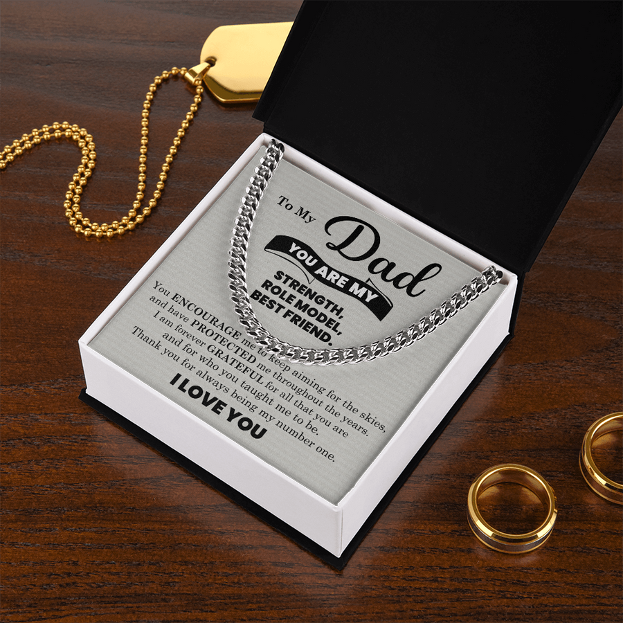 To My Dad Cuban Link Chain Necklace – Father’s Day, Birthday & Stepdad Gift from Son or Daughter