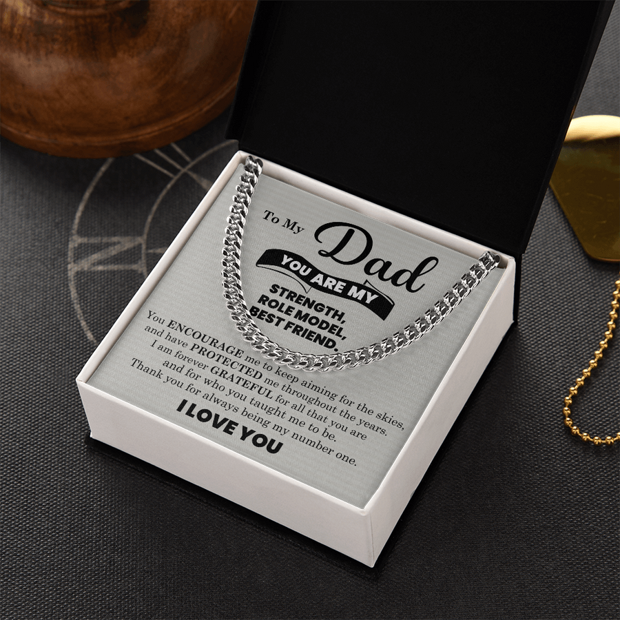 To My Dad Cuban Link Chain Necklace – Father’s Day, Birthday & Stepdad Gift from Son or Daughter