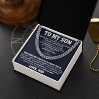 Load image into Gallery viewer, To My Son Cuban Link Chain Stainless Steel with Message, Birthday Necklace for Son from Mom and Dad
