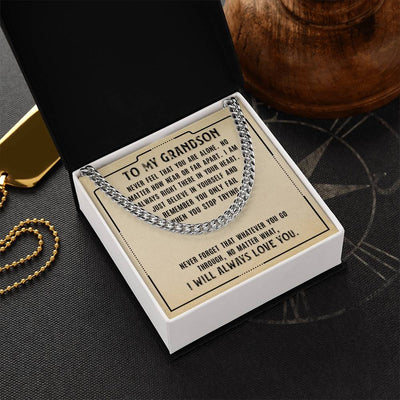 Load image into Gallery viewer, To My Grandson Necklace from Grandparents, Never Feel That You Are Alone
