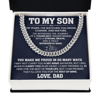 Load image into Gallery viewer, To My Son Cuban Link Chain Stainless Steel with Message, Birthday Necklace for Son from Mom and Dad
