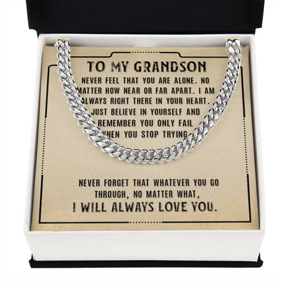 Load image into Gallery viewer, To My Grandson Necklace from Grandparents, Never Feel That You Are Alone
