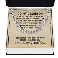 Load image into Gallery viewer, To My Grandson Necklace from Grandparents, Never Feel That You Are Alone
