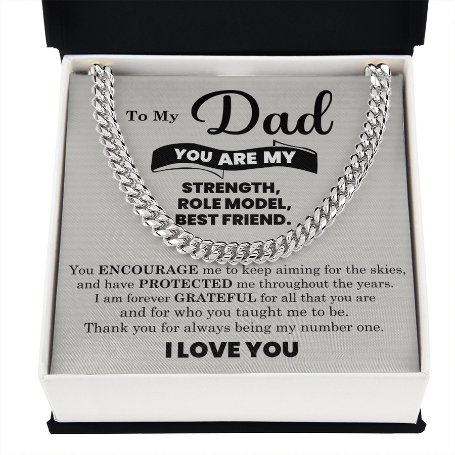 To My Dad Cuban Link Chain Necklace – Father’s Day, Birthday & Stepdad Gift from Son or Daughter