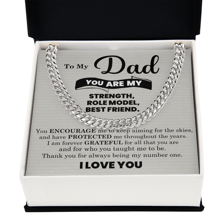 To My Dad Cuban Link Chain Necklace – Father’s Day, Birthday & Stepdad Gift from Son or Daughter