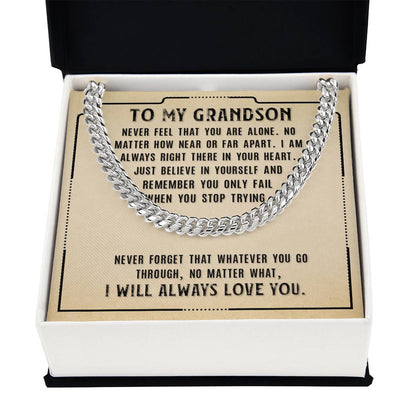 Load image into Gallery viewer, To My Grandson Necklace from Grandparents, Never Feel That You Are Alone
