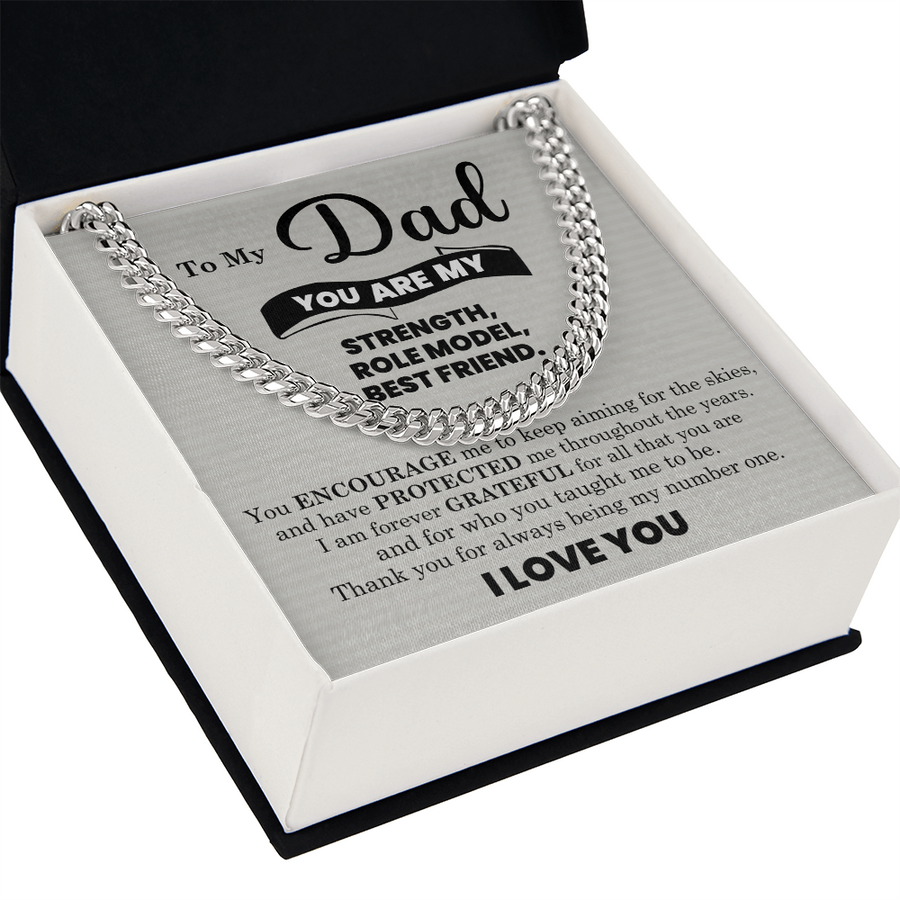 To My Dad Cuban Link Chain Necklace – Father’s Day, Birthday & Stepdad Gift from Son or Daughter