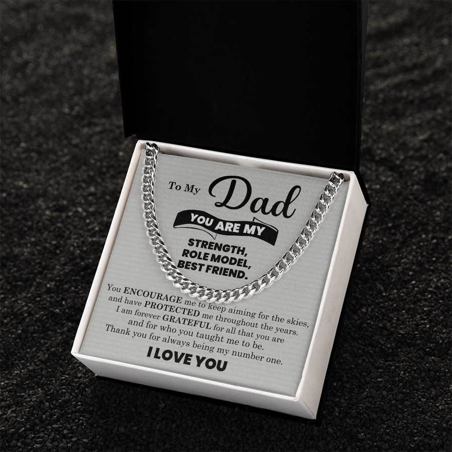 To My Dad Cuban Link Chain Necklace – Father’s Day, Birthday & Stepdad Gift from Son or Daughter