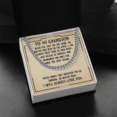 Load image into Gallery viewer, To My Grandson Necklace from Grandparents, Never Feel That You Are Alone
