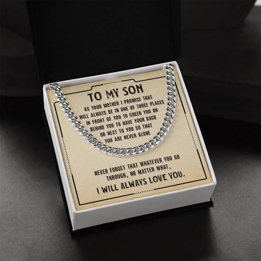 To My Son Cuban Link Chain Silver, Birthday Christian Gift for Son from Mom