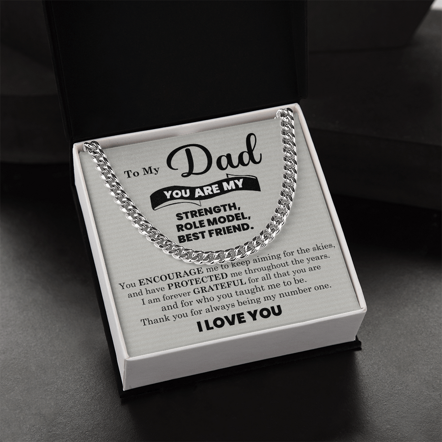 To My Dad Cuban Link Chain Necklace – Father’s Day, Birthday & Stepdad Gift from Son or Daughter