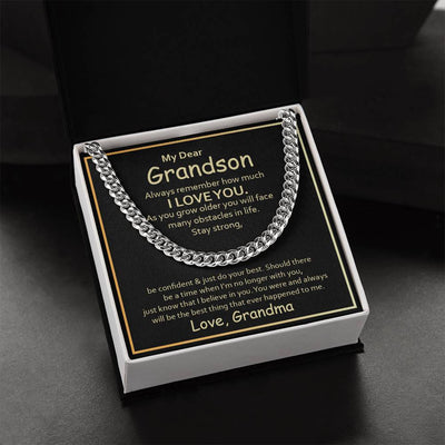 Load image into Gallery viewer, To My Grandson Cuban Link Chain from Grandma, Grandson Birthday Necklace from Grandma
