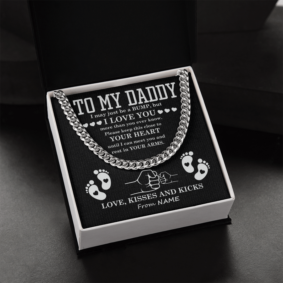 To My Dad Cuban Chain Necklace for Brave Dad, Birthday Gift, Father's Day Gift from Son Daughter