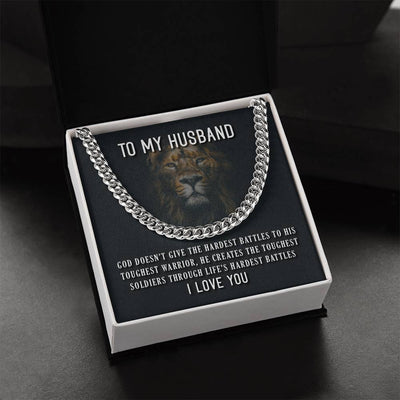 Load image into Gallery viewer, To My Husband Necklace from Wife, God Doesn&amp;#39;t Give the Hardest Battles to His Toughest Warrior
