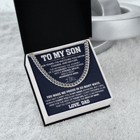 Load image into Gallery viewer, To My Son Cuban Link Chain Stainless Steel with Message, Birthday Necklace for Son from Mom and Dad
