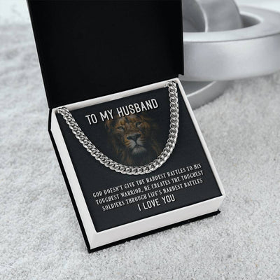 Load image into Gallery viewer, To My Husband Necklace from Wife, God Doesn&amp;#39;t Give the Hardest Battles to His Toughest Warrior
