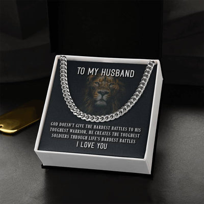 Load image into Gallery viewer, To My Husband Necklace from Wife, God Doesn&amp;#39;t Give the Hardest Battles to His Toughest Warrior
