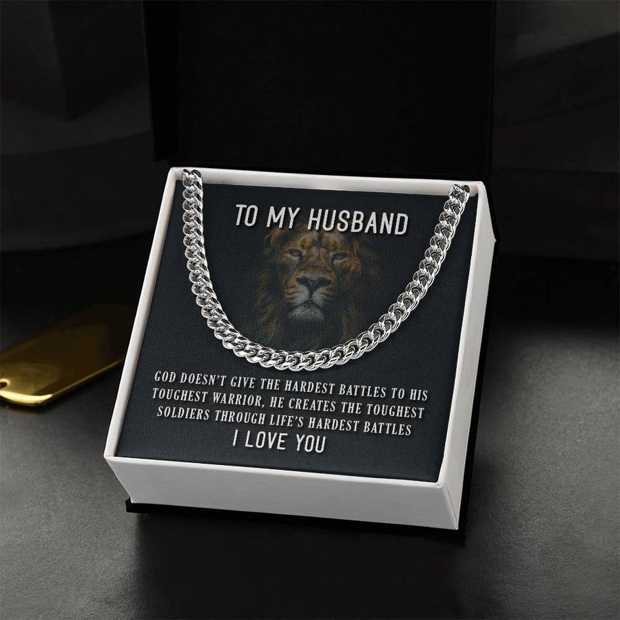 To My Husband Necklace from Wife, God Doesn't Give the Hardest Battles to His Toughest Warrior