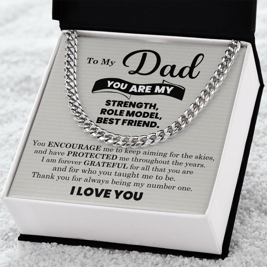 To My Dad Cuban Link Chain Necklace – Father’s Day, Birthday & Stepdad Gift from Son or Daughter