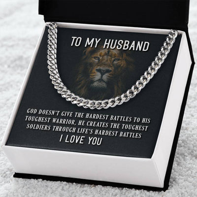 Load image into Gallery viewer, To My Husband Necklace from Wife, God Doesn&amp;#39;t Give the Hardest Battles to His Toughest Warrior
