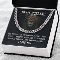 Load image into Gallery viewer, To My Husband Necklace from Wife, God Doesn&#39;t Give the Hardest Battles to His Toughest Warrior
