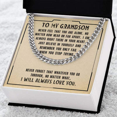 Load image into Gallery viewer, To My Grandson Necklace from Grandparents, Never Feel That You Are Alone
