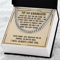 Load image into Gallery viewer, To My Grandson Necklace from Grandparents, Never Feel That You Are Alone
