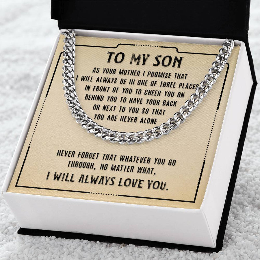 To My Son Cuban Link Chain Silver, Birthday Christian Gift for Son from Mom