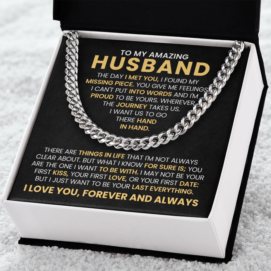 To My Husband Cuban Chain Link Birthday Gifts, the Day I Met You I Found My Missing Piece