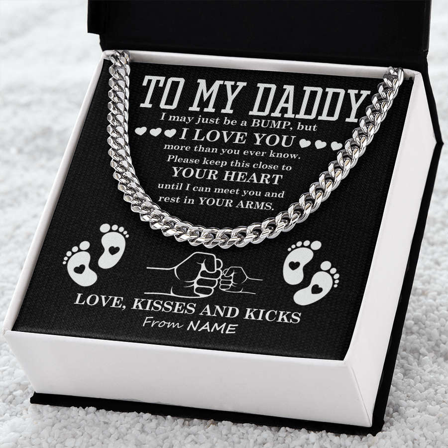 To My Dad Cuban Chain Necklace for Brave Dad, Birthday Gift, Father's Day Gift from Son Daughter