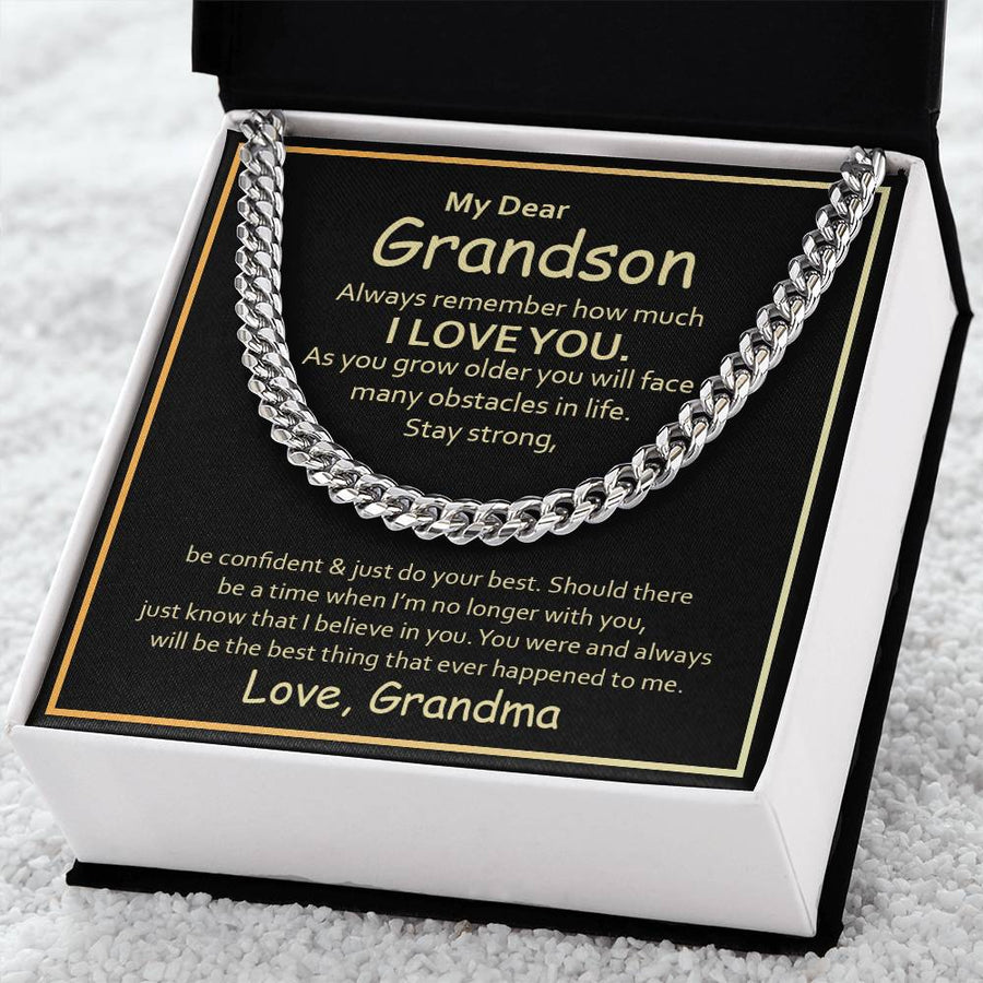 To My Grandson Cuban Link Chain from Grandma, Grandson Birthday Necklace from Grandma