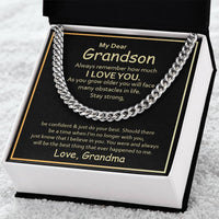 Load image into Gallery viewer, To My Grandson Cuban Link Chain from Grandma, Grandson Birthday Necklace from Grandma
