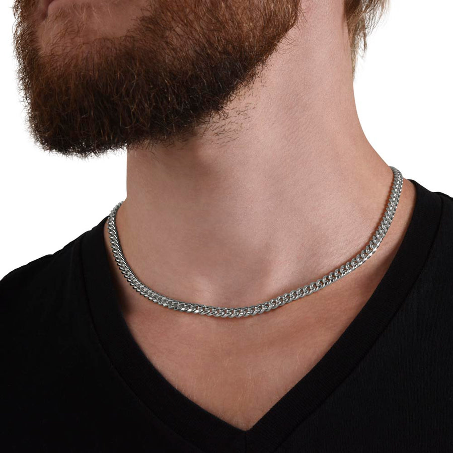 To My Son Cuban Link Chain Silver, Birthday Christian Gift for Son from Mom