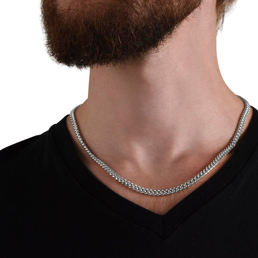 To My Son Cuban Link Chain Silver, Birthday Christian Gift for Son from Mom