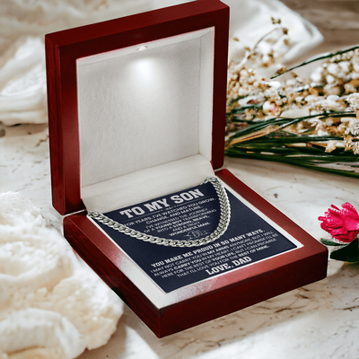 Load image into Gallery viewer, To My Son Cuban Link Chain Stainless Steel with Message, Birthday Necklace for Son from Mom and Dad
