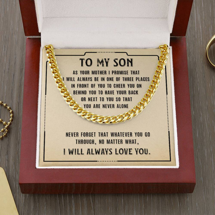 To My Son Cuban Link Chain Silver, Birthday Christian Gift for Son from Mom