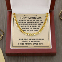 Load image into Gallery viewer, To My Grandson Necklace from Grandparents, Never Feel That You Are Alone
