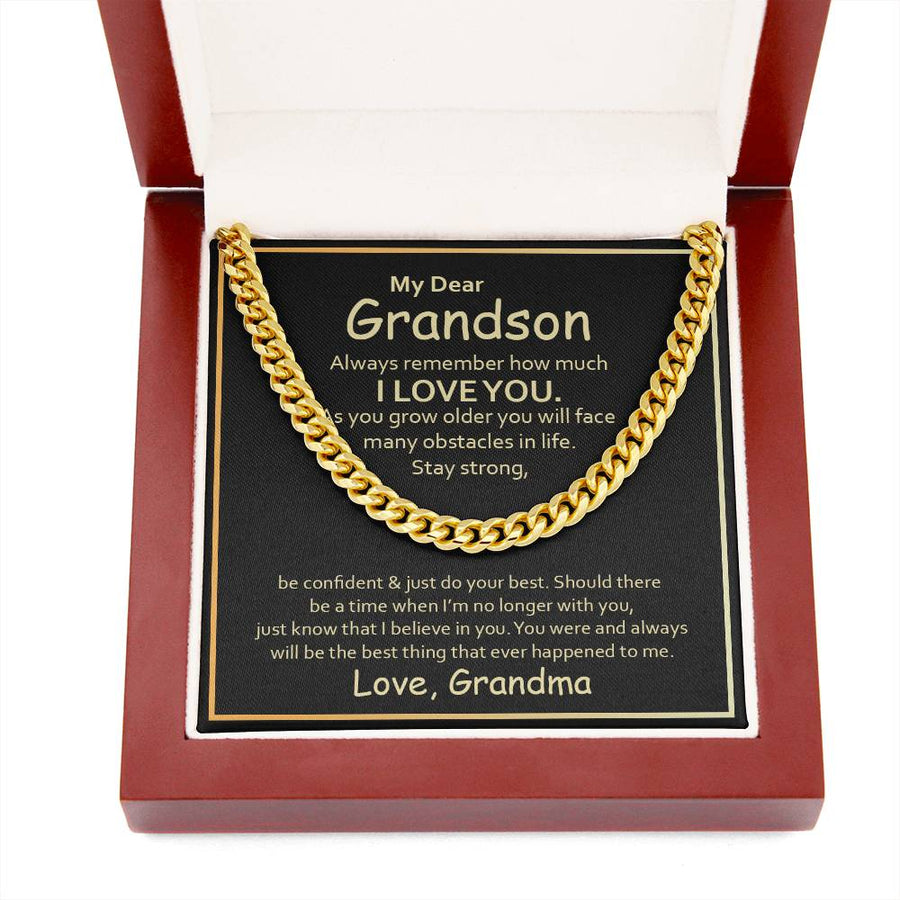 To My Grandson Cuban Link Chain from Grandma, Grandson Birthday Necklace from Grandma