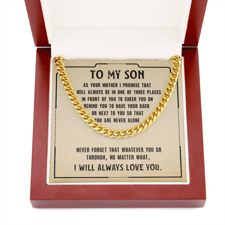 To My Son Cuban Link Chain Silver, Birthday Christian Gift for Son from Mom