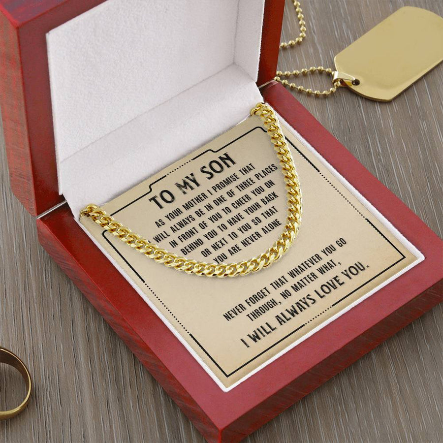 To My Son Cuban Link Chain Silver, Birthday Christian Gift for Son from Mom
