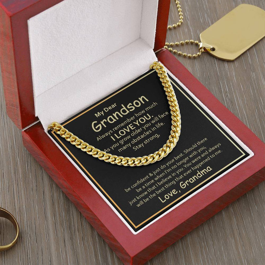 To My Grandson Cuban Link Chain from Grandma, Grandson Birthday Necklace from Grandma