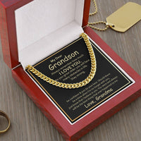 Load image into Gallery viewer, To My Grandson Cuban Link Chain from Grandma, Grandson Birthday Necklace from Grandma

