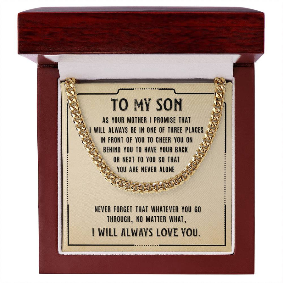 To My Son Cuban Link Chain Silver, Birthday Christian Gift for Son from Mom
