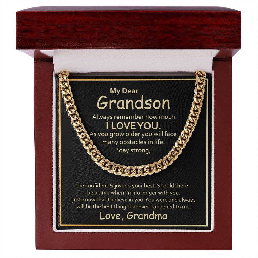 To My Grandson Cuban Link Chain from Grandma, Grandson Birthday Necklace from Grandma