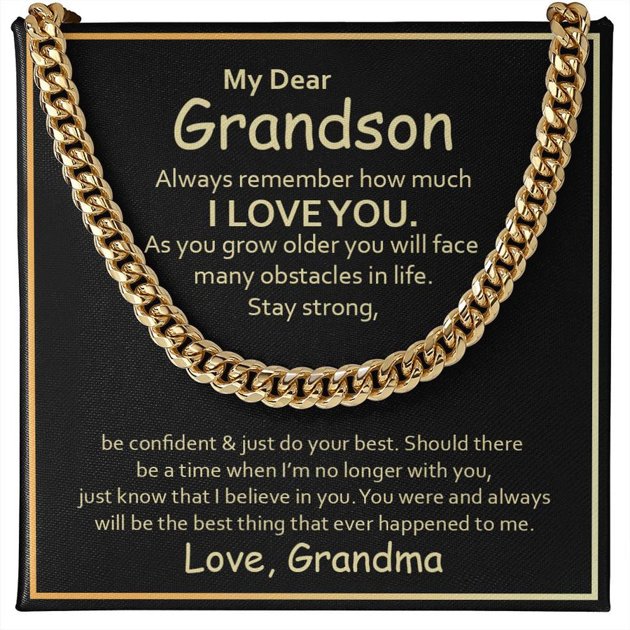 To My Grandson Cuban Link Chain from Grandma, Grandson Birthday Necklace from Grandma